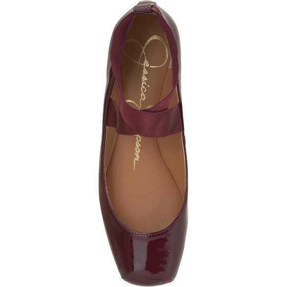 Jessica Simpson Women Berrilicious Faux Leather Ankle Cross Elastic Ballet Flats - Picture 5 of 9